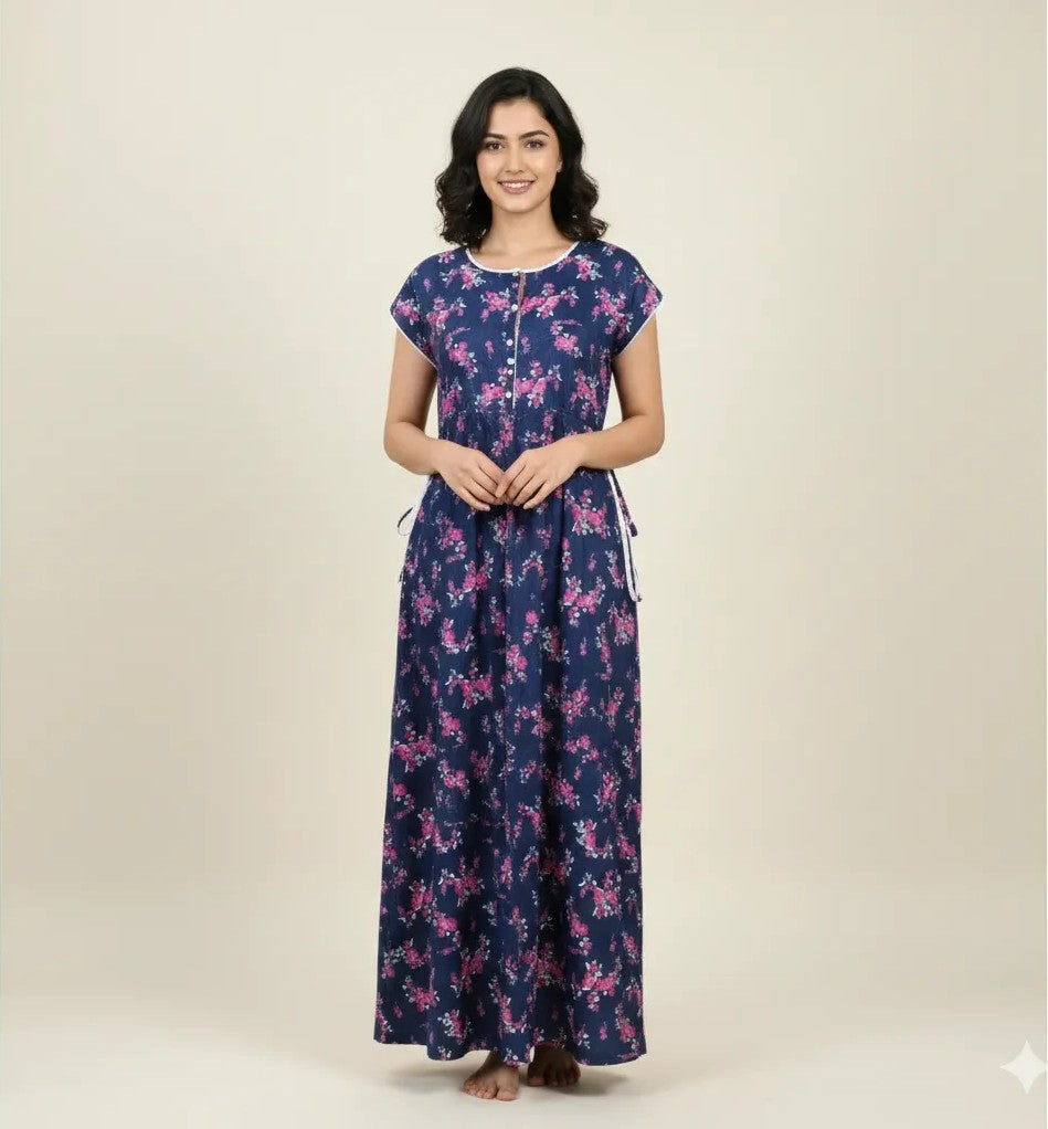 Breathable Cotton Button Nightdress