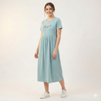 Maternity Maxi Dress – 100% Pure Cotton (Sky Blue)