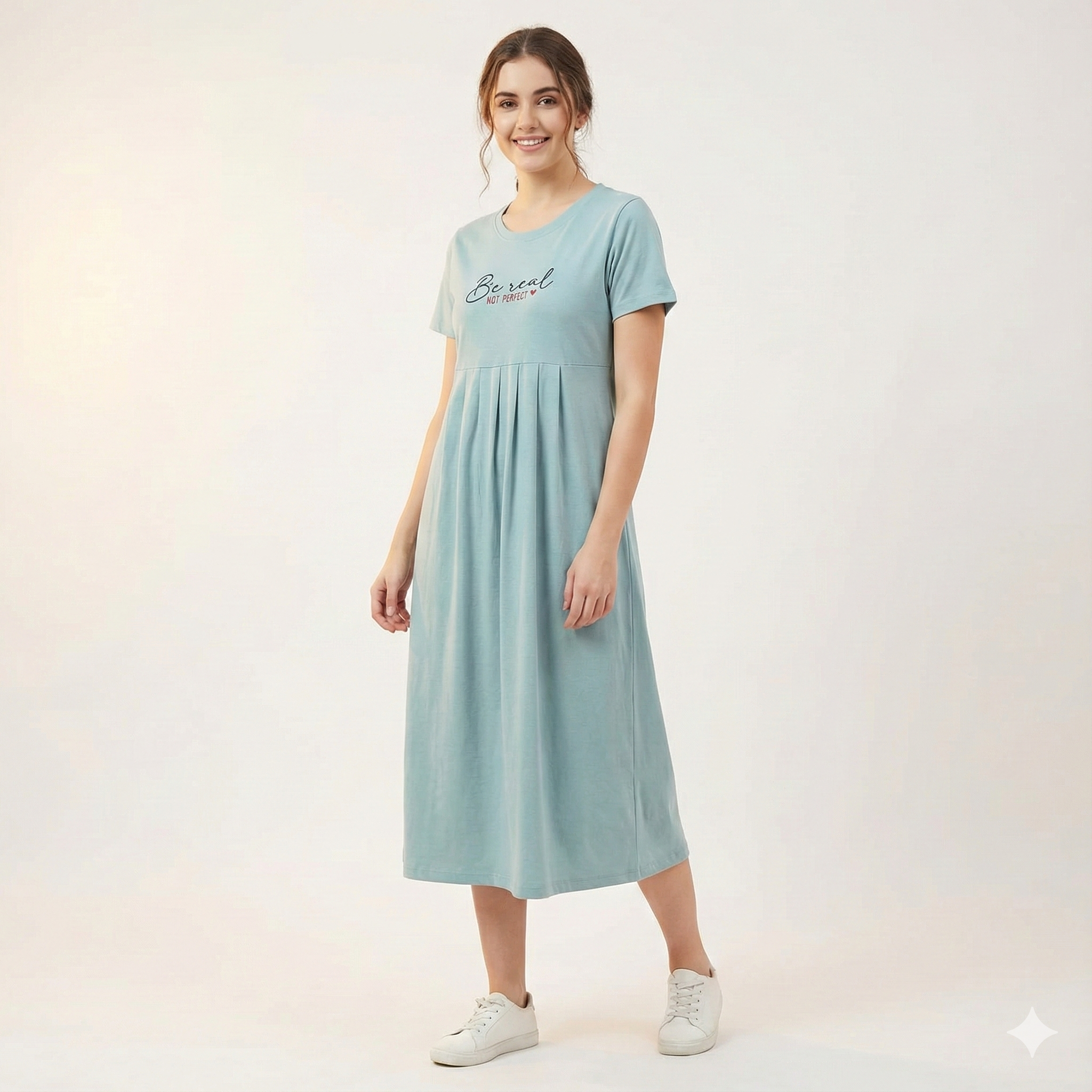 Maternity Maxi Dress – 100% Pure Cotton (Sky Blue)