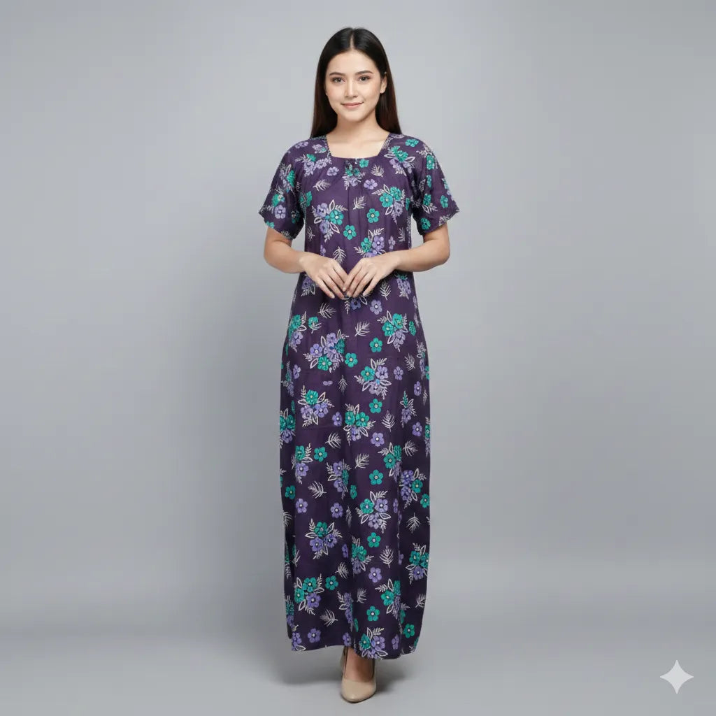 Women Elastic Fit Cotton Nighty
