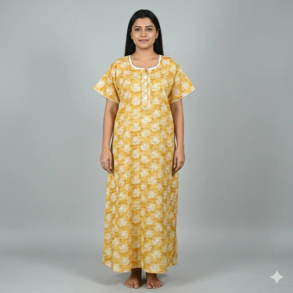 Soft Cotton Double Sleeve Nighty