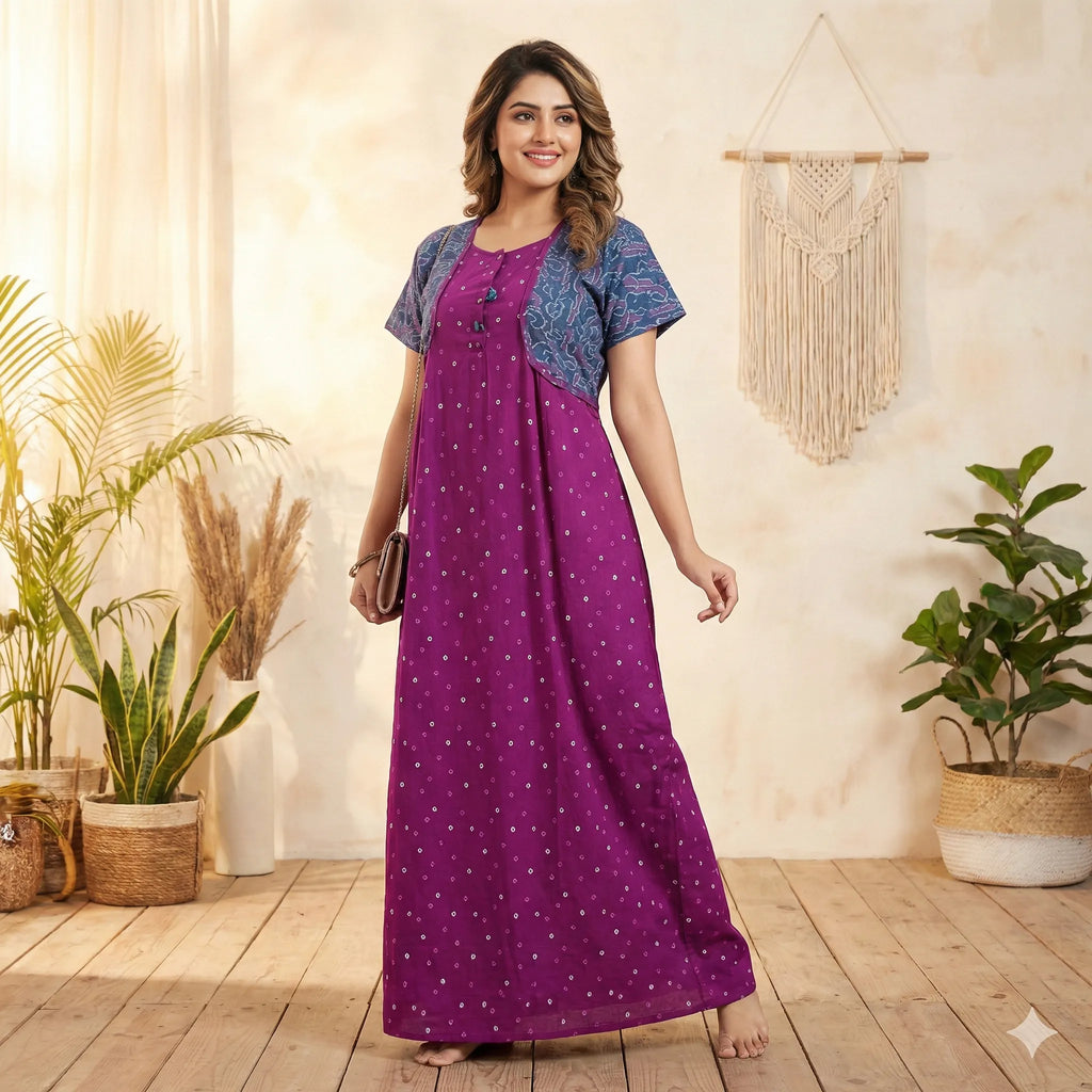 Home Wear Coat Model Cotton Nighty