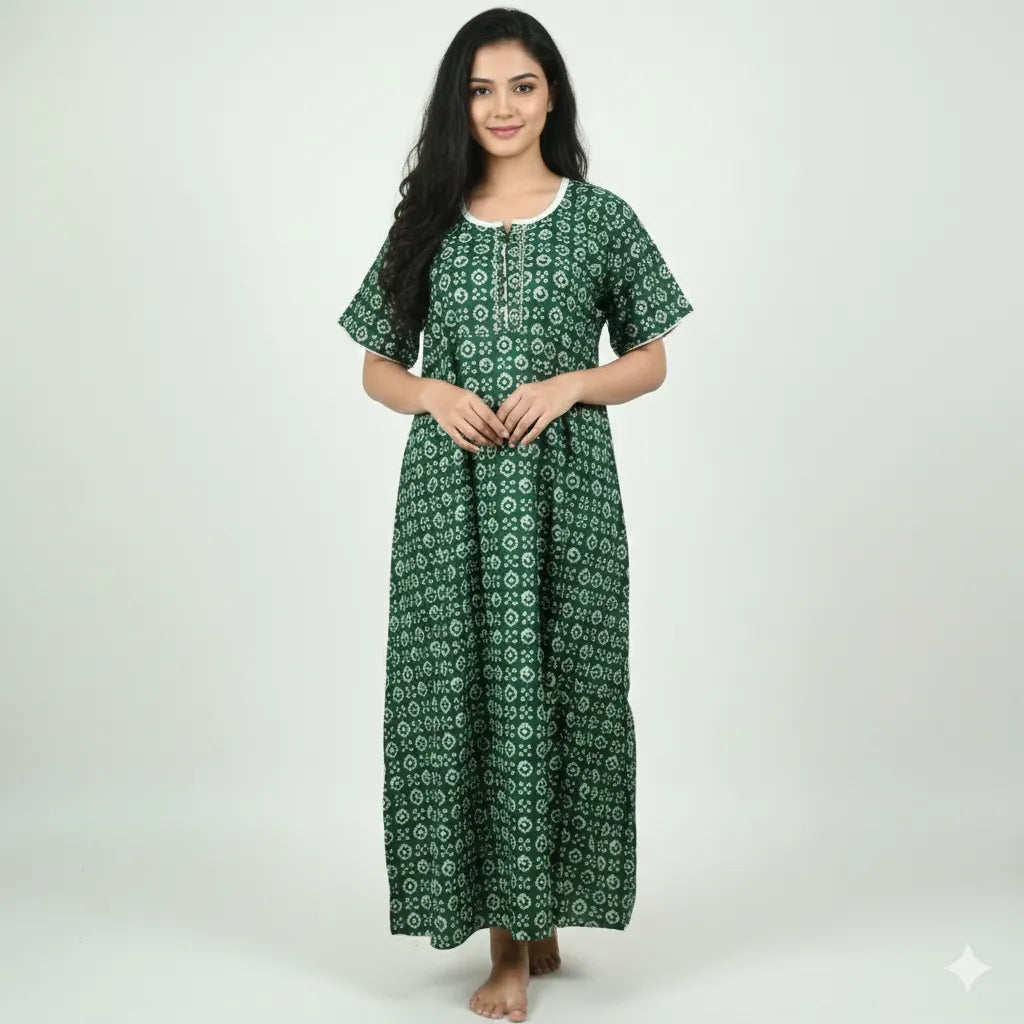 Stylish Double Sleeve Cotton Nighty
