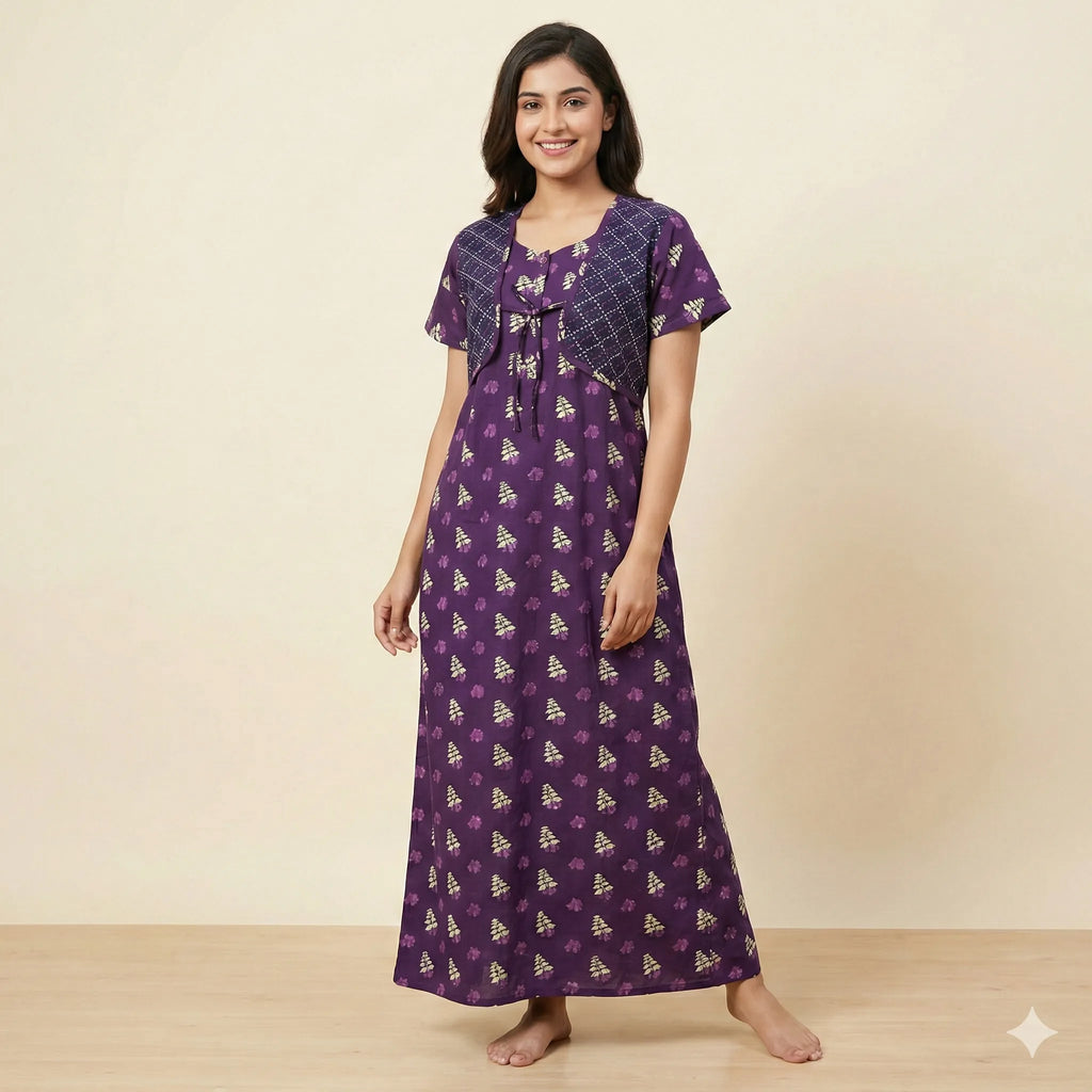Classic Coat Design Cotton Nighty