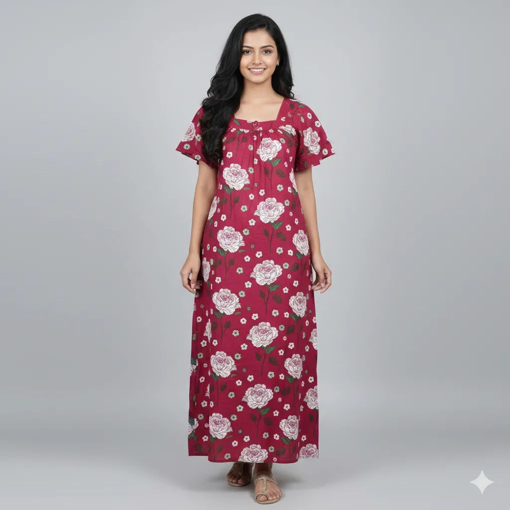 Elastic Model Cotton Nighty Dress