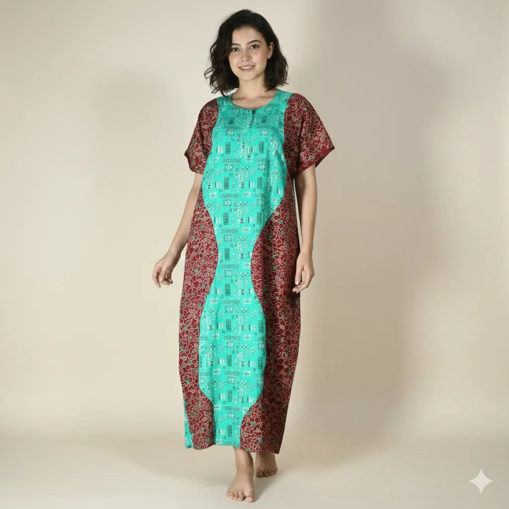 Half & Half Cotton Nighty for Women