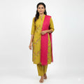 Mustard Spun Cotton Straight Kurti Set with Dupatta