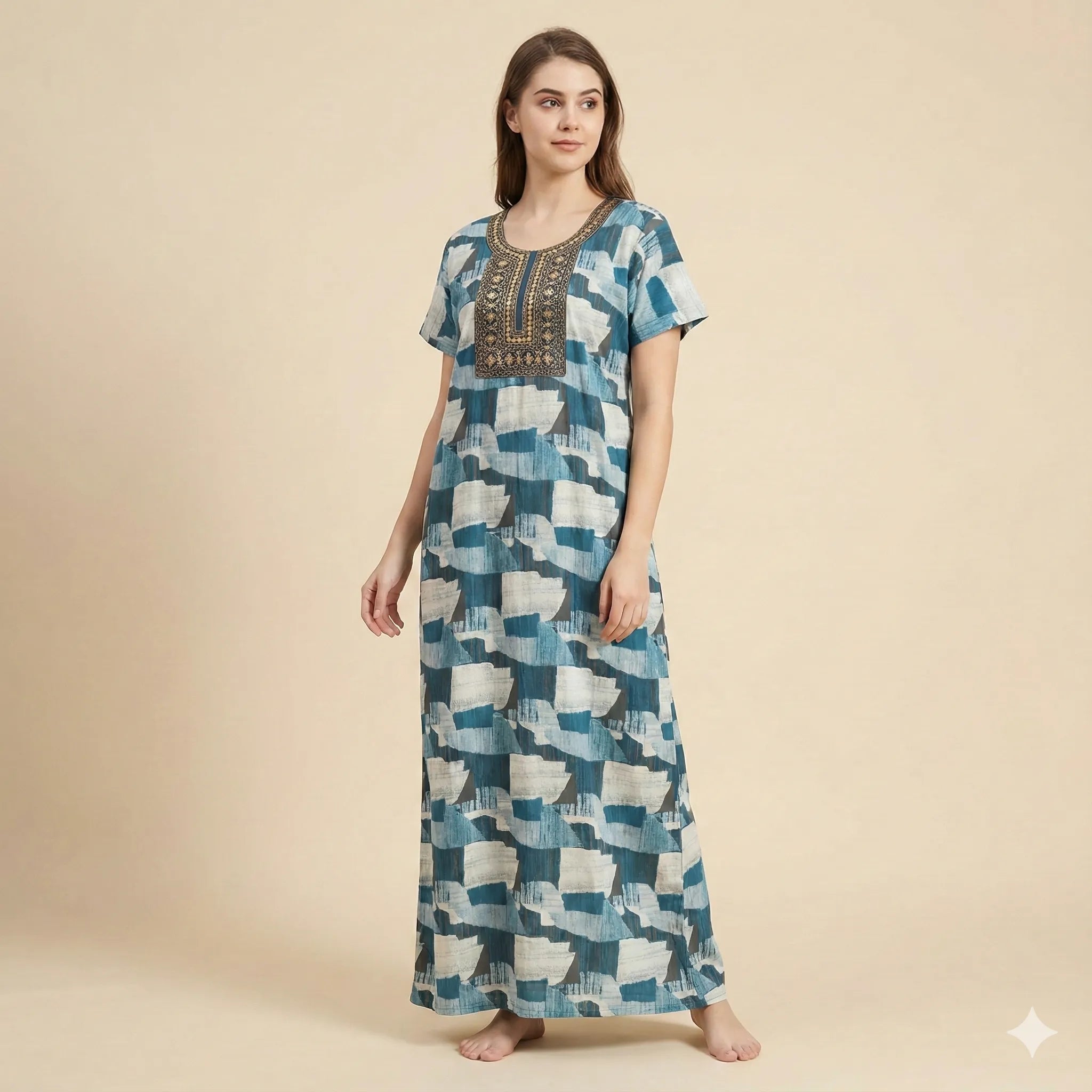 Hand-Embroidered Cotton Nightdress