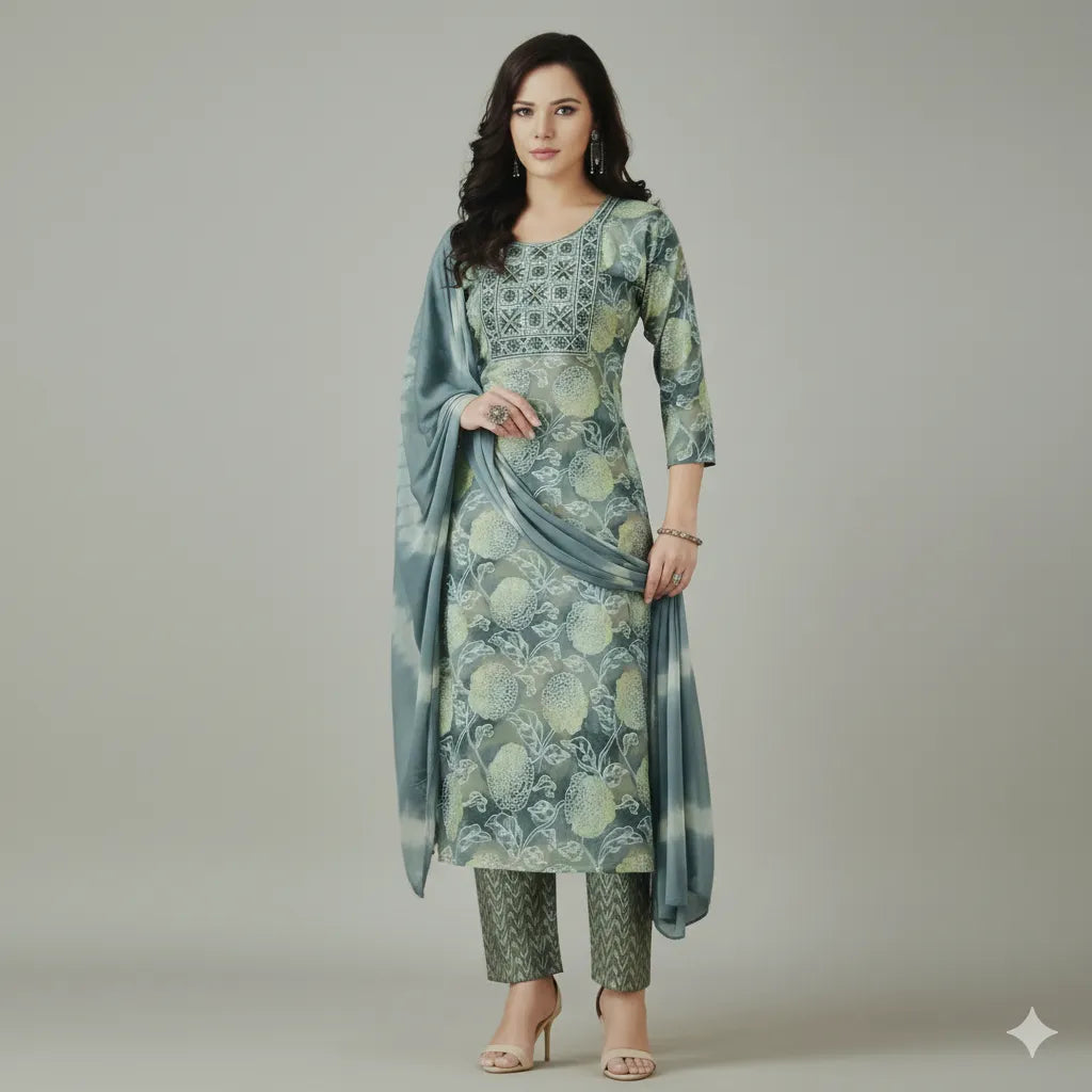 Stylish Straight Cut Kurti Set for Office & Casual Wear