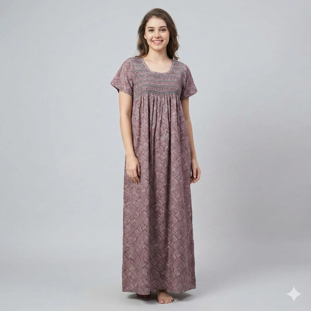 Elegant Embroidered Cotton Nightdress
