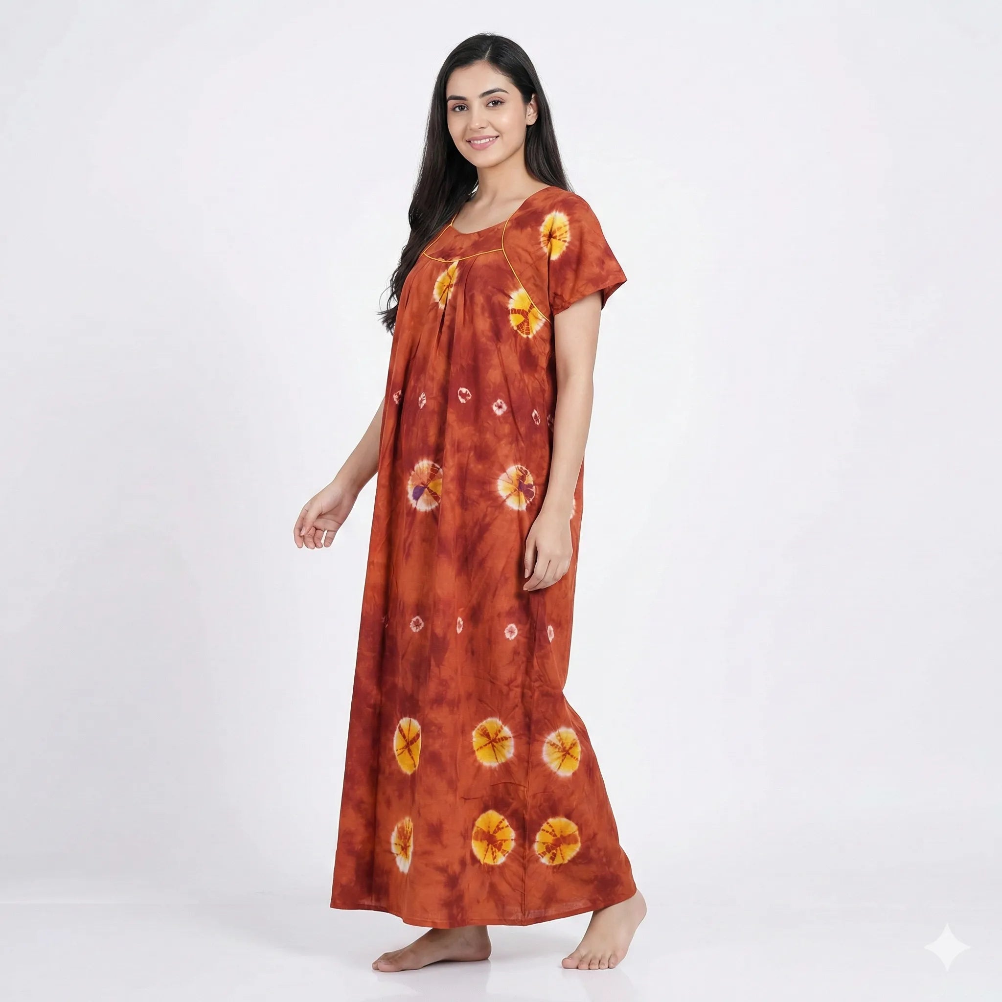 Ethnic Style Tie & Dye Cotton Nighty