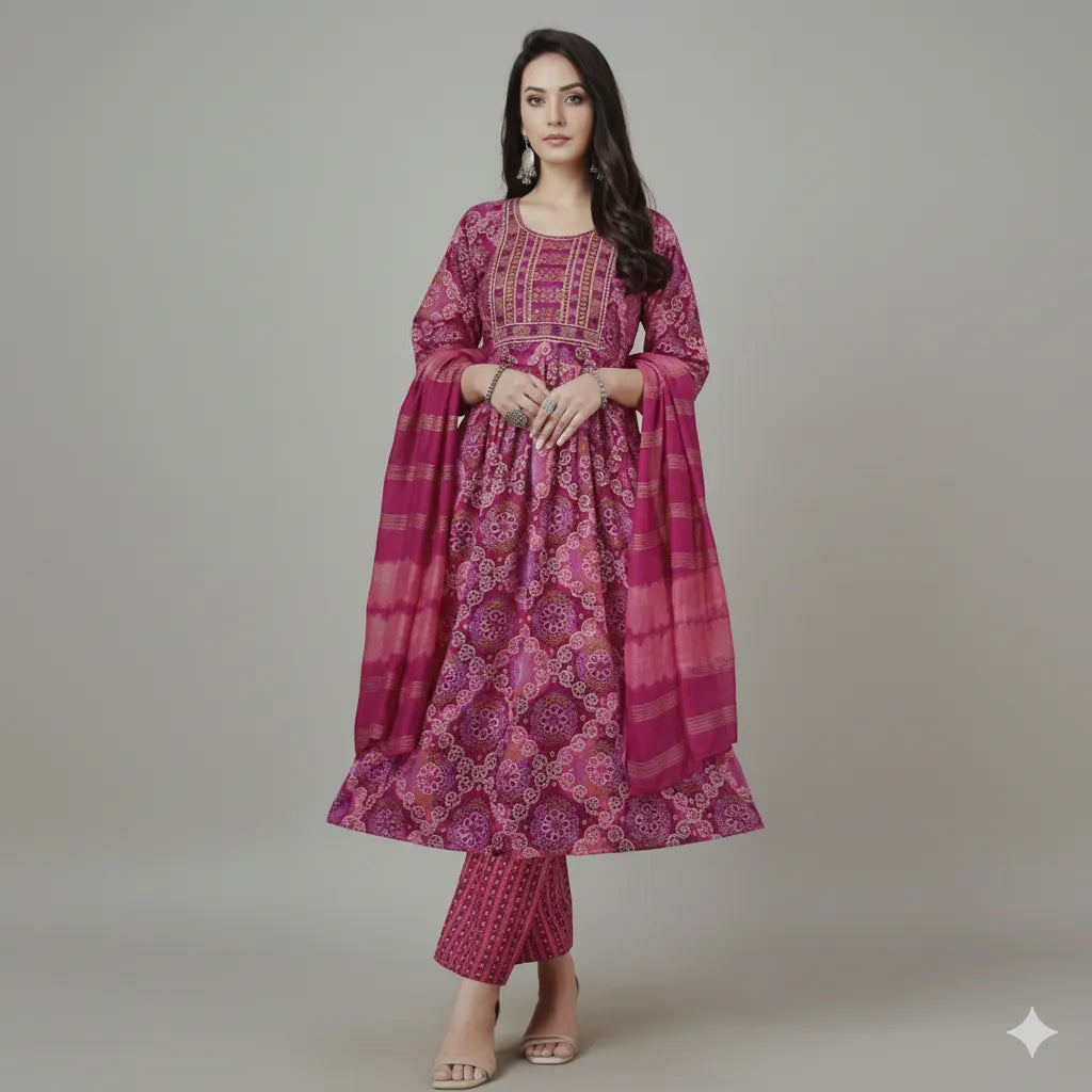Stylish Anarkali Kurti Set for Festive & Office Wear