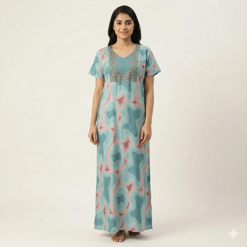Comfort Fit Embroidered Cotton Nighty