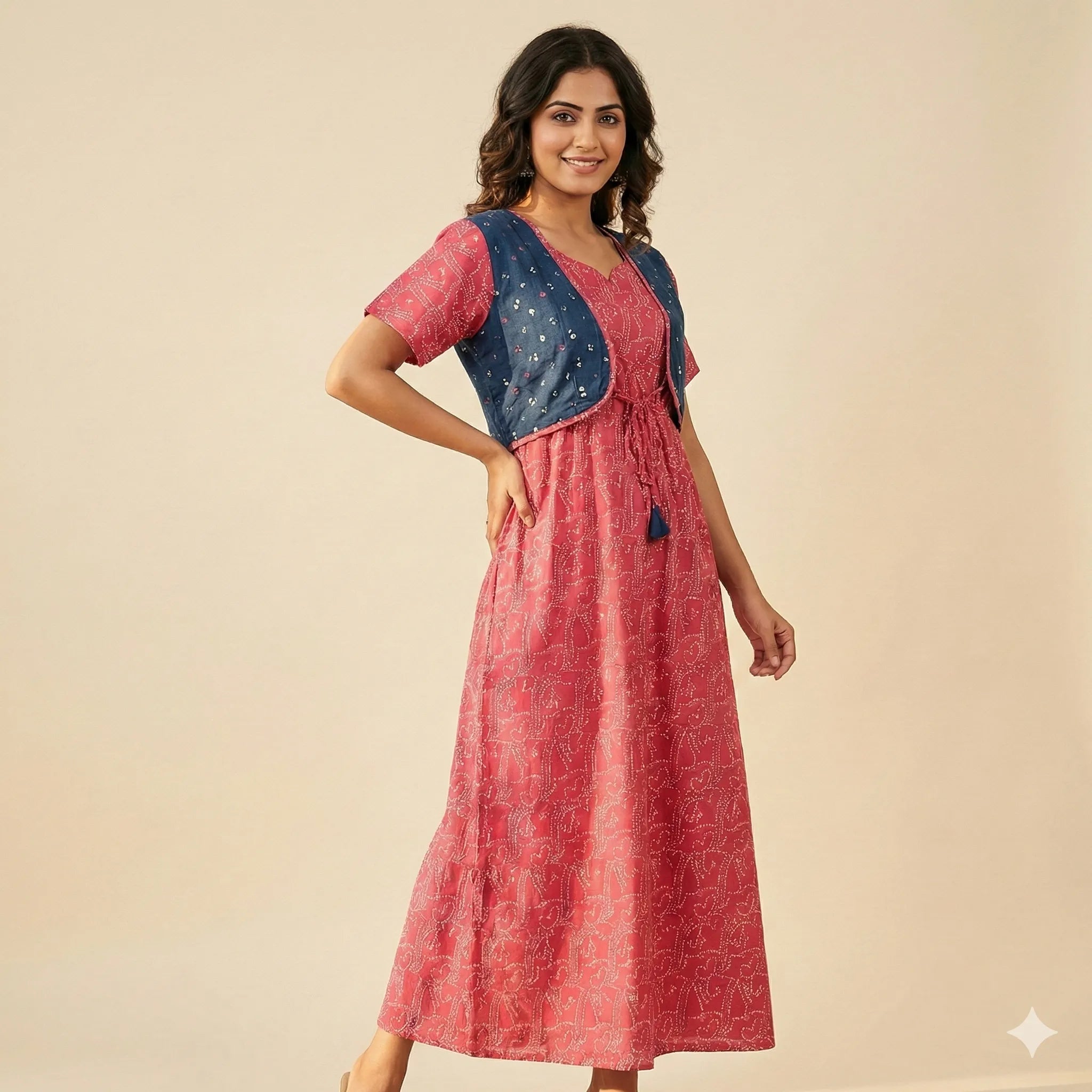 Relaxed Fit Coat Style Nighty for Women