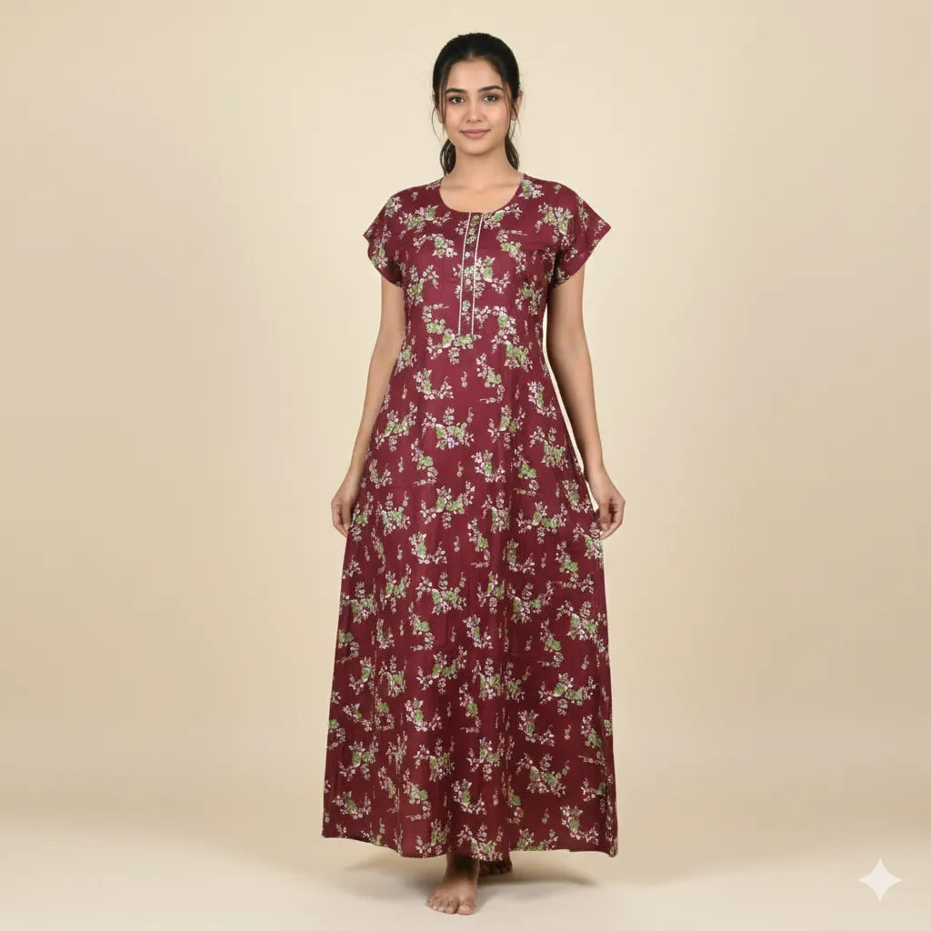 Premium Button Style Cotton Nighty