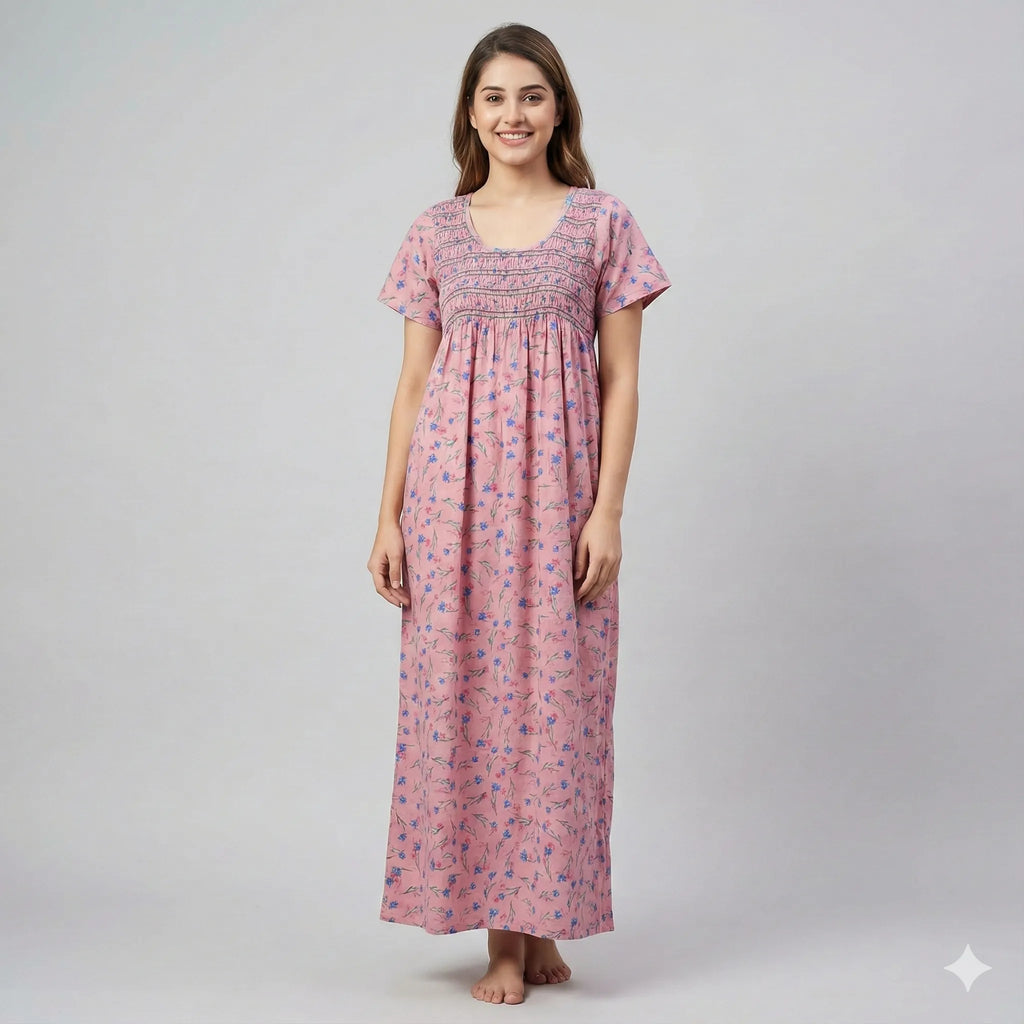 Luxury Embroidery Cotton Nighty