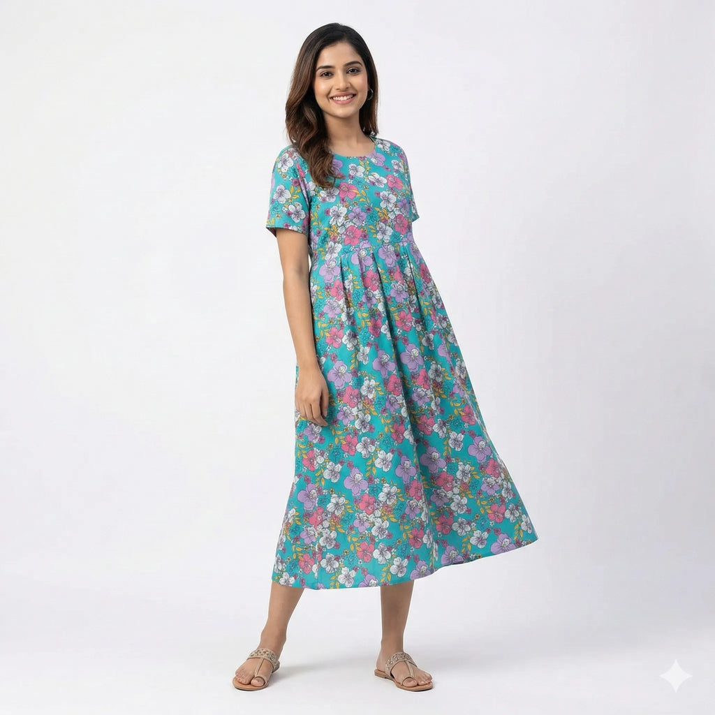 Front Open Cotton Feeding Nighty