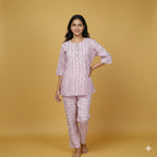 Cotton Blend Top Pant Set for Women