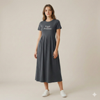 Daily Wear Pure Cotton Maternity Maxi Dress (Gray)