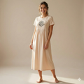 Soft Pure Cotton Maternity Maxi Dress (Peach)