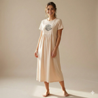 Soft Pure Cotton Maternity Maxi Dress (Peach)