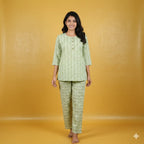 Cotton Blend Top Pant Set for Women