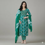 Designer Ethnic Kurti Set with Geometric Print Dupatta