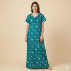 Soft-Finish Floral Embroidered Cotton Nighty