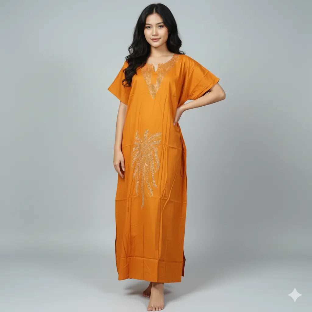 Party Look Stone Work Nighty for Home Wear