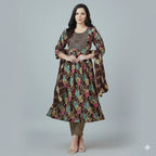 Women’s Printed Anarkali Kurti Set with Dupatta