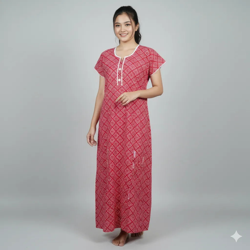 Comfort Fit Button Cotton Nighty