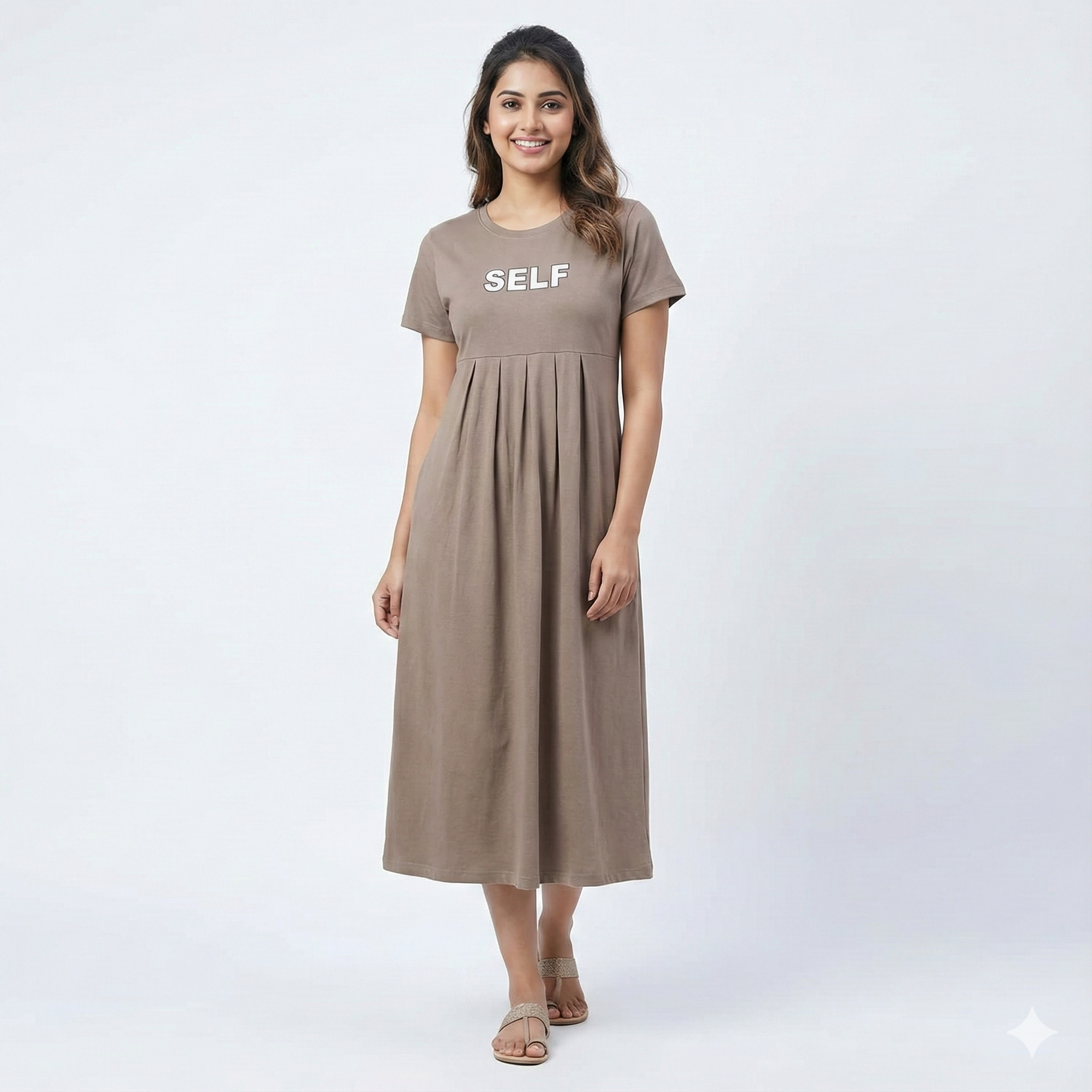 Everyday Pure Cotton Maternity Maxi Dress (Brown)