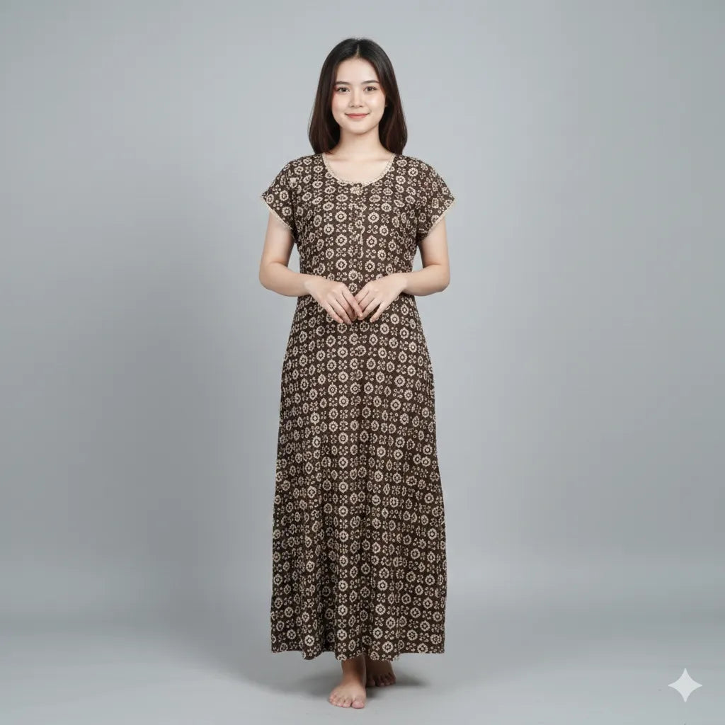 Comfortable Double Sleeve Cotton Nighty