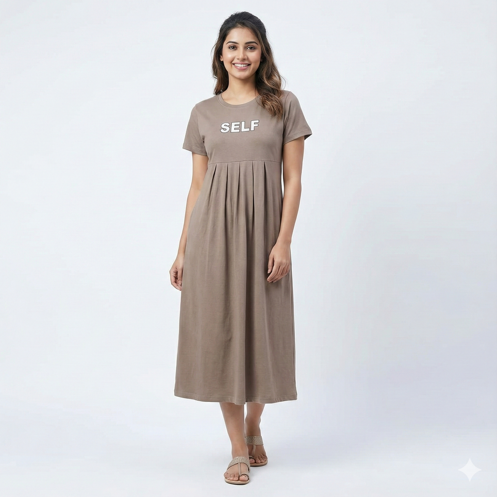 Everyday Pure Cotton Maternity Maxi Dress (Brown)