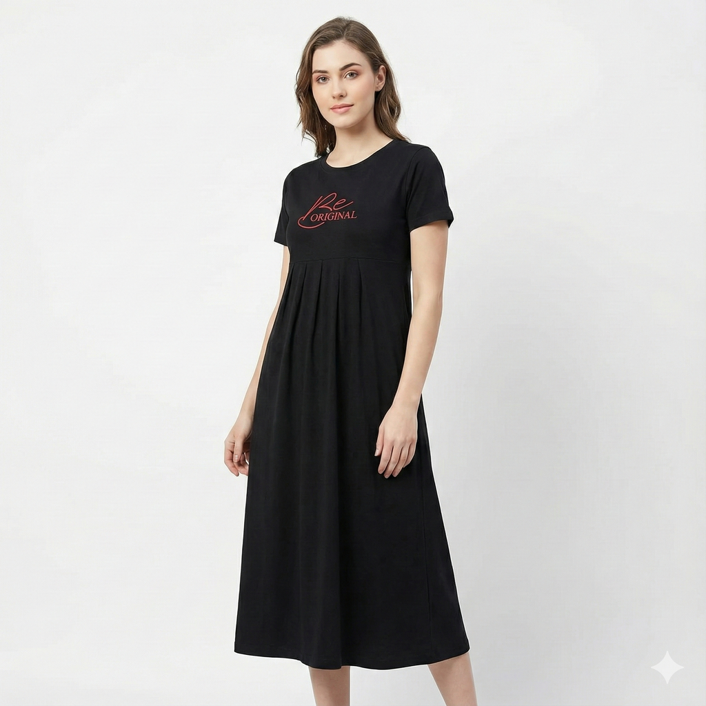 Pure Cotton Maternity Maxi Dress (Black)