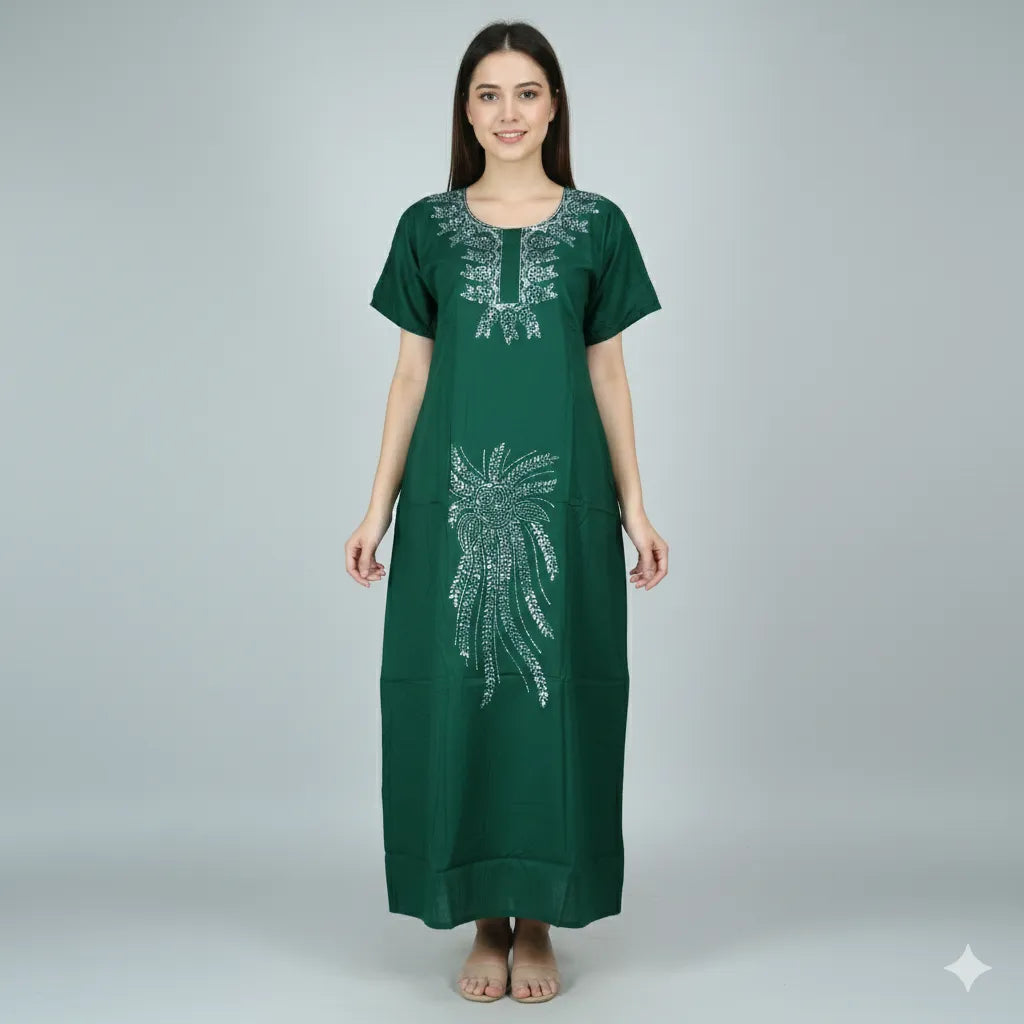 Designer Stone Work Night Dress for Women