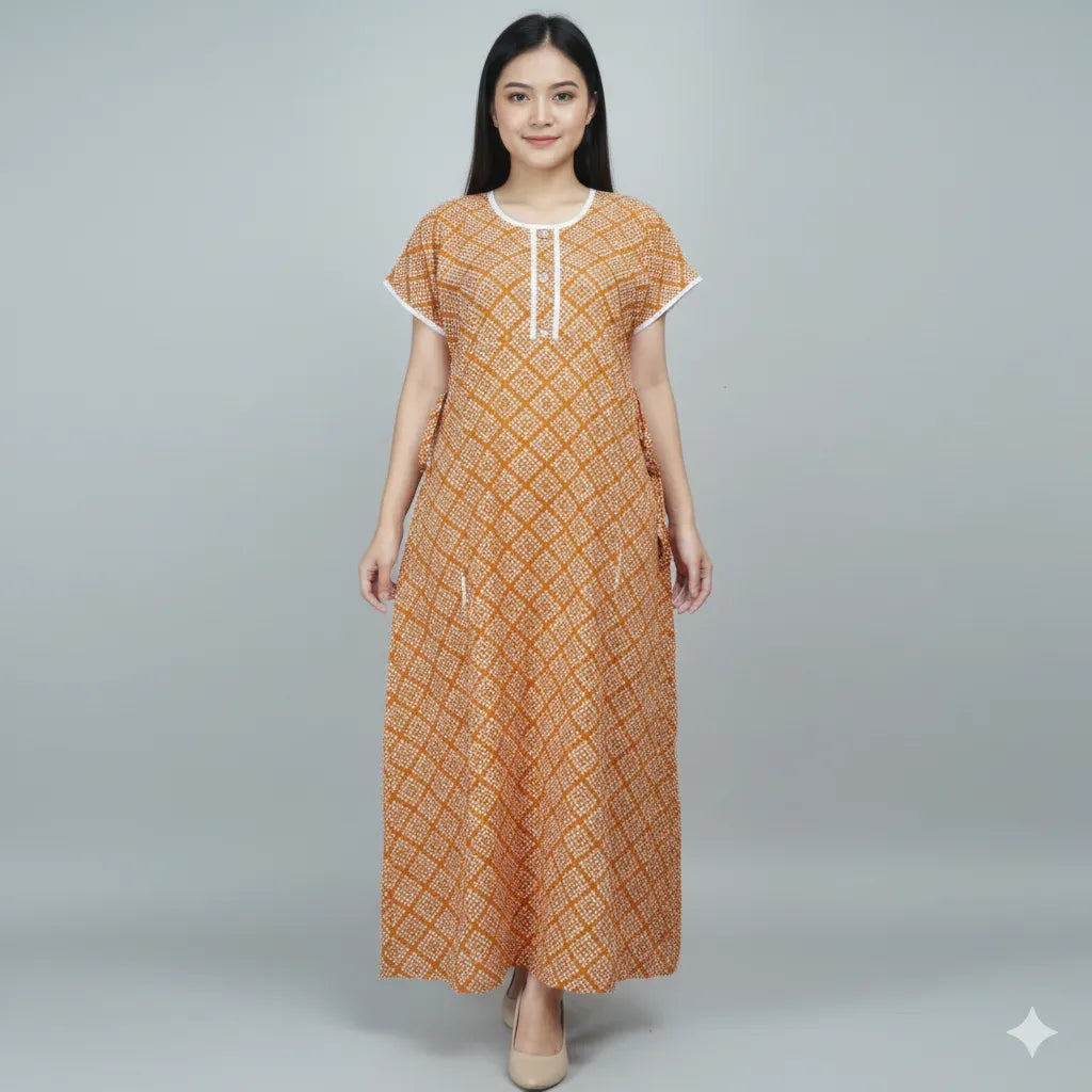 Smooth Fabric Button Style Nighty