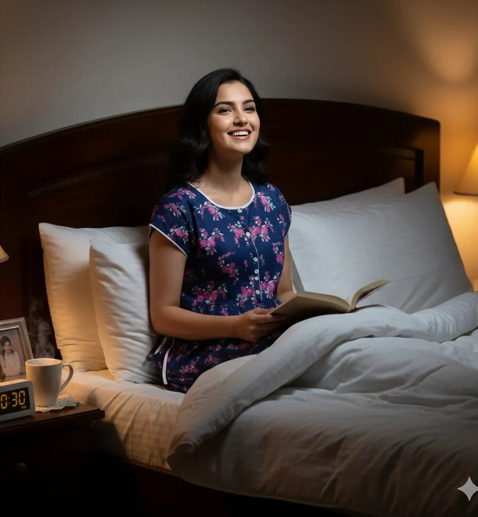 Breathable Cotton Button Nightdress