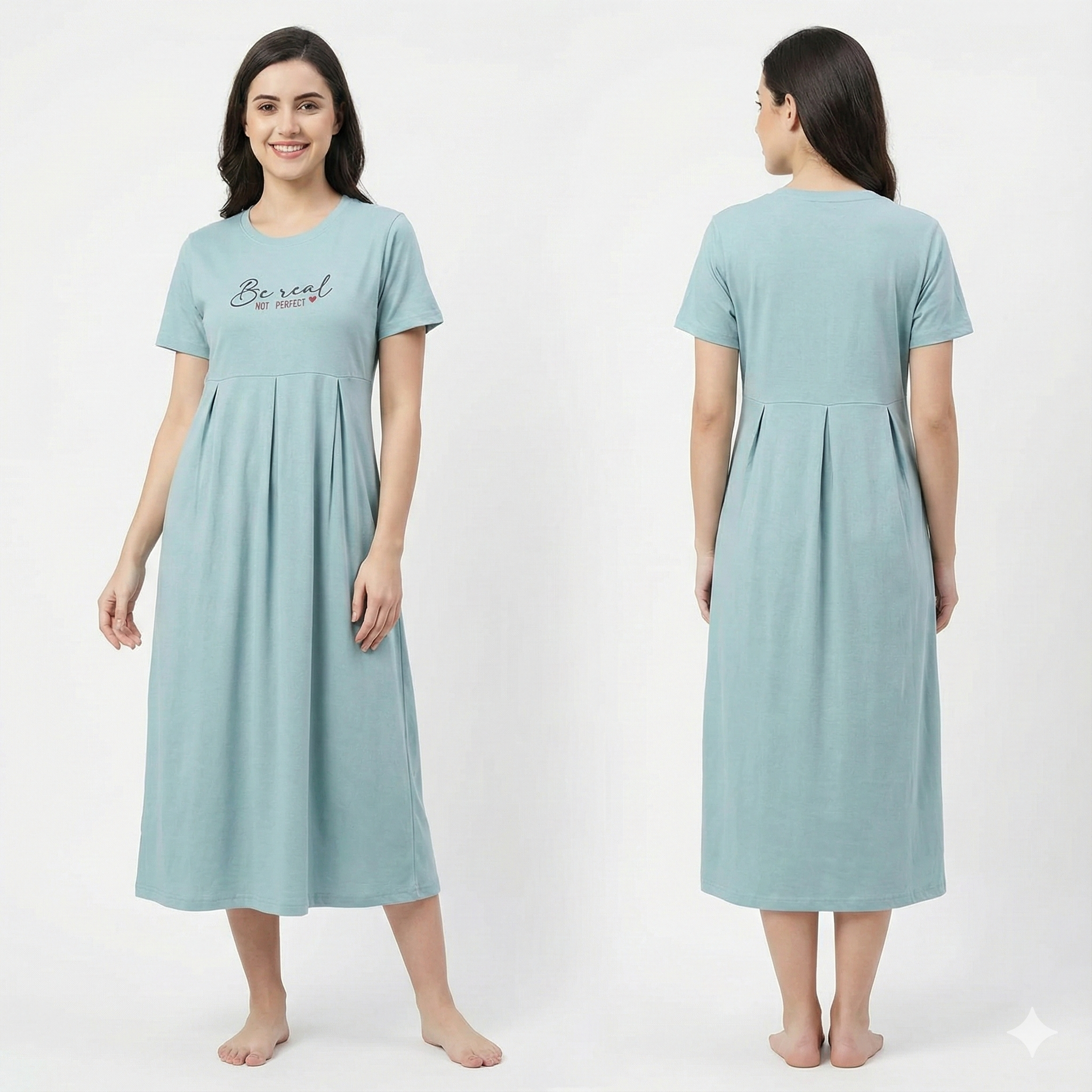 Maternity Maxi Dress – 100% Pure Cotton (Sky Blue)