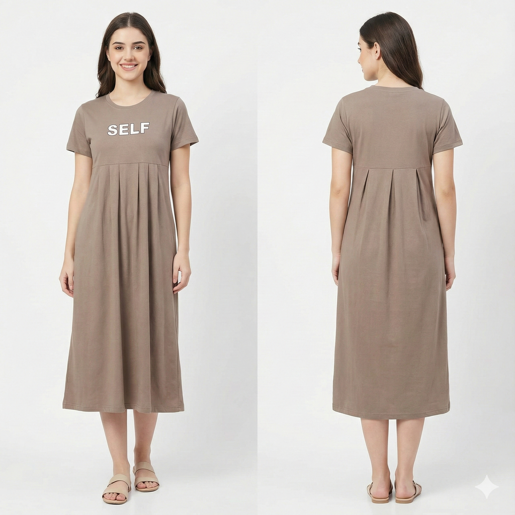Everyday Pure Cotton Maternity Maxi Dress (Brown)