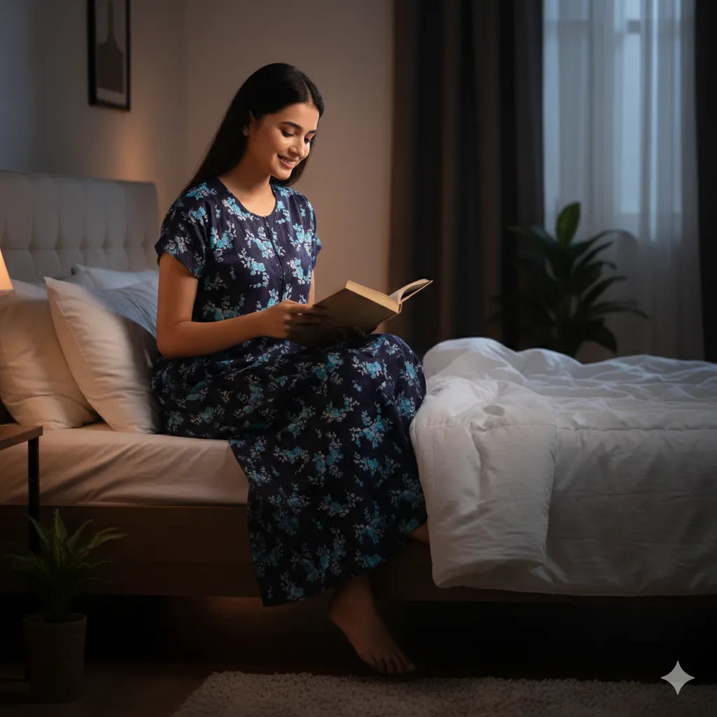Pure Cotton Button Nighty for Women
