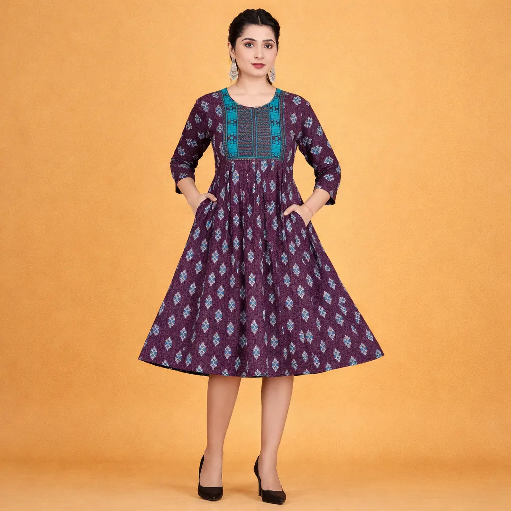 Stylish Printed A-Line Top with Flare
