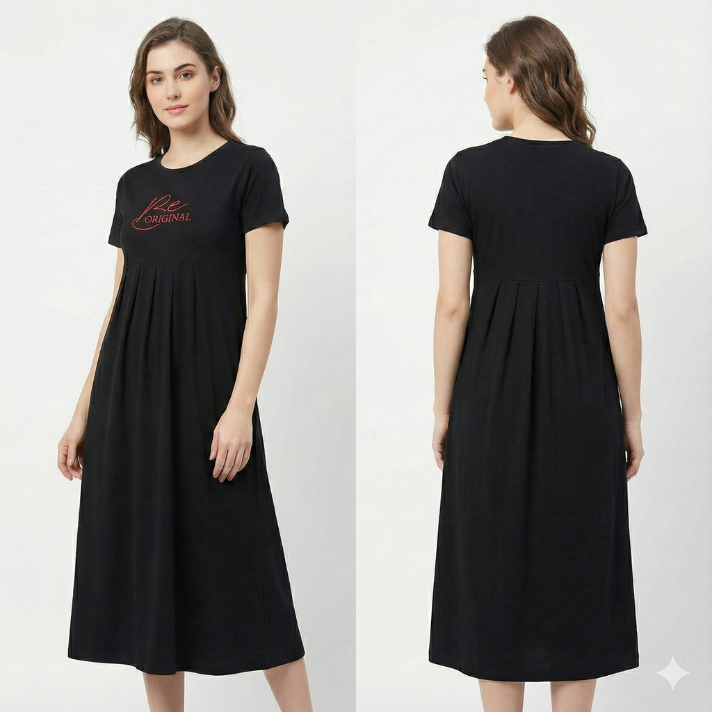 Pure Cotton Maternity Maxi Dress (Black)