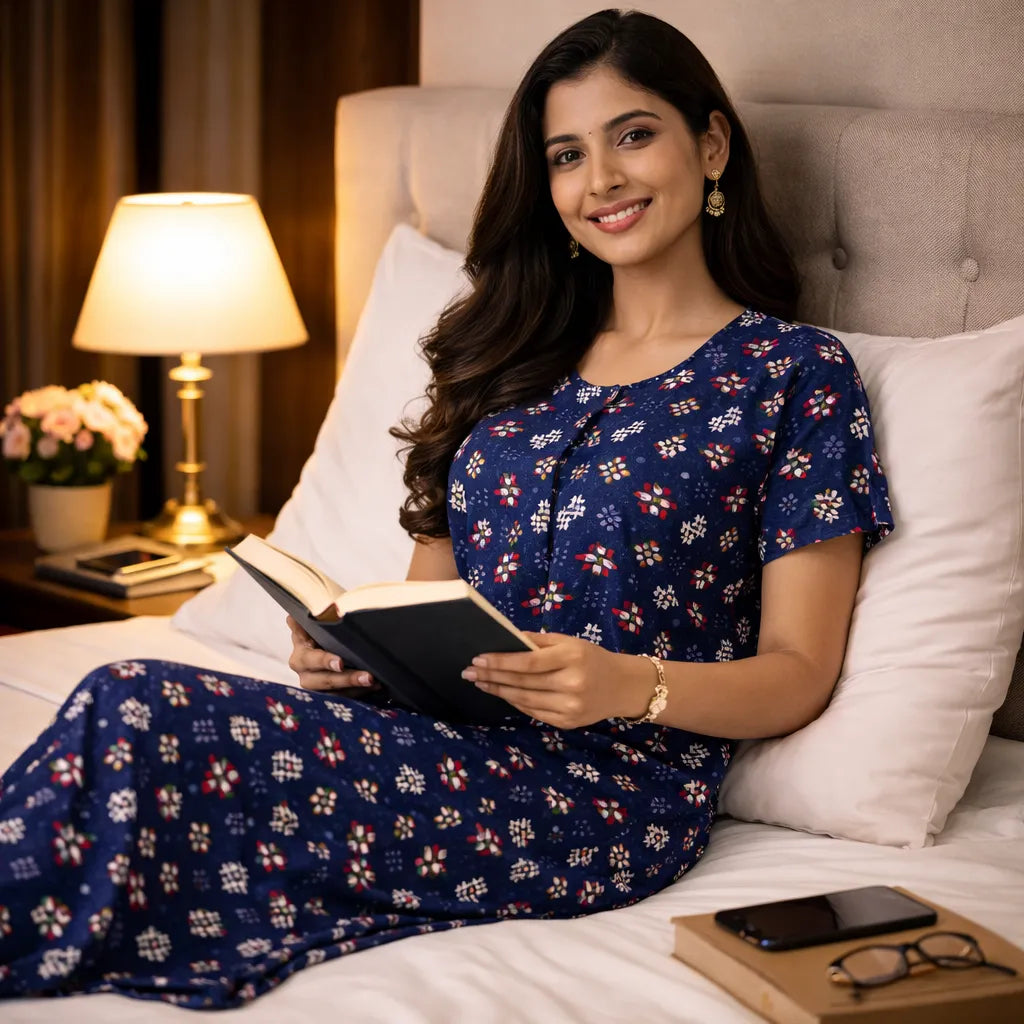 Daily Wear Cotton Button Nighty