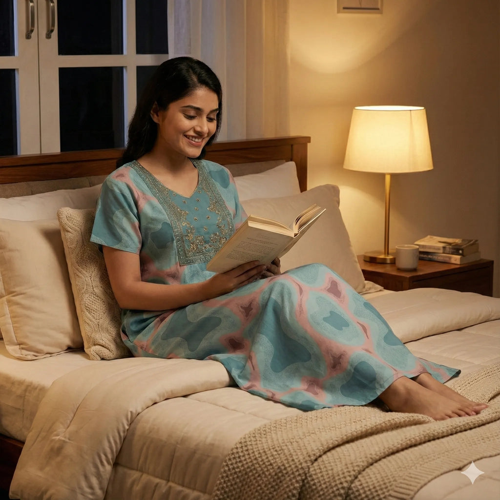 Comfort Fit Embroidered Cotton Nighty