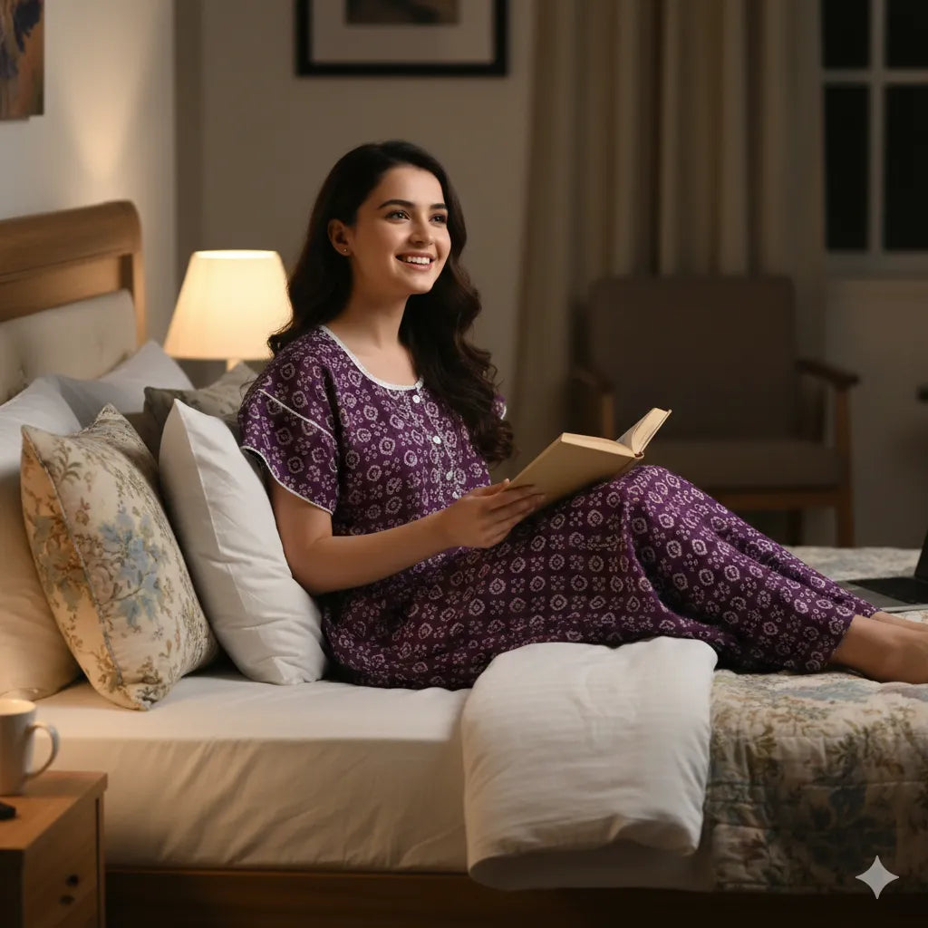 Breathable Double Sleeve Cotton Nighty