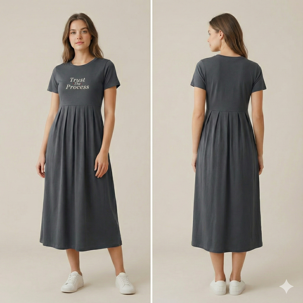 Daily Wear Pure Cotton Maternity Maxi Dress (Gray)