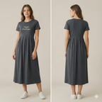 Daily Wear Pure Cotton Maternity Maxi Dress (Gray)