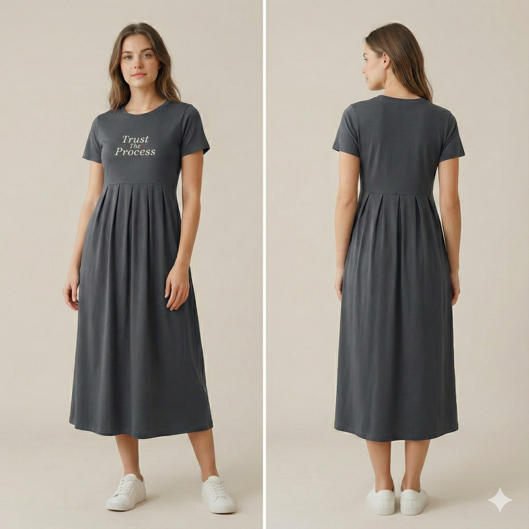 Daily Wear Pure Cotton Maternity Maxi Dress (Gray)