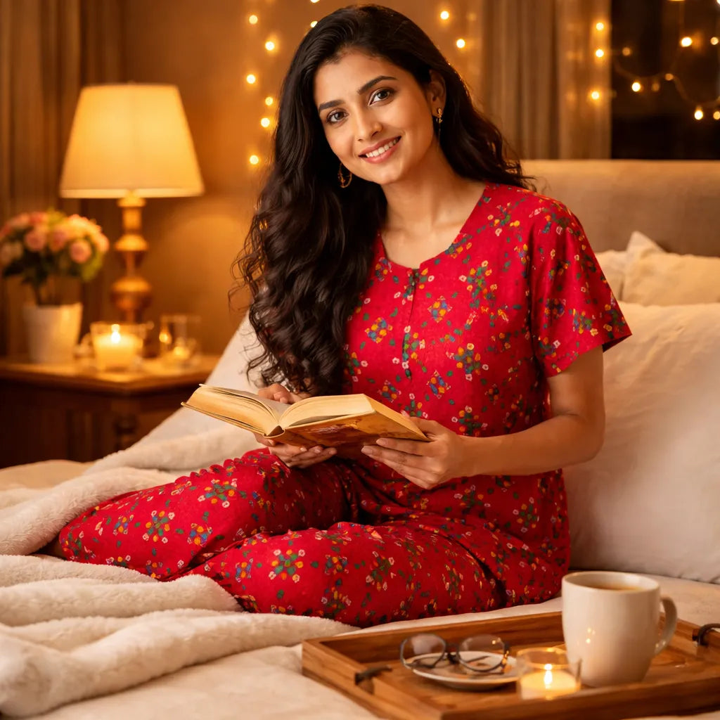 Home Wear Cotton Button Nighty